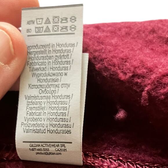 Gildan Heavy Blend Maroon Zip Up Hoodie XL Soft Fleece Lined Sweatshirt - Picture 6 of 7